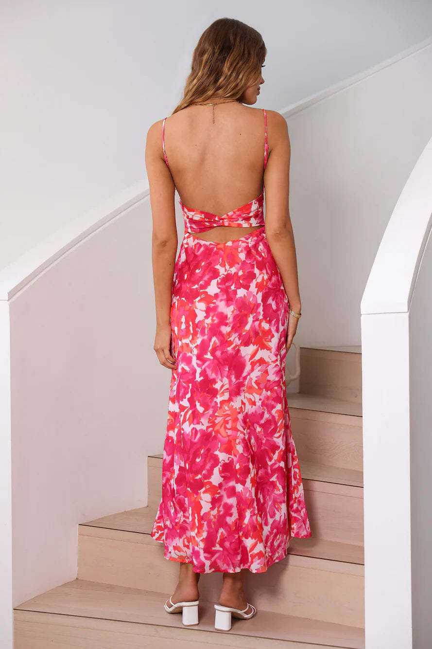Peony Pillow Maxi Dress Pink