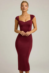 Slinky Jersey Bow-Detail Midaxi Dress in Wine Red
