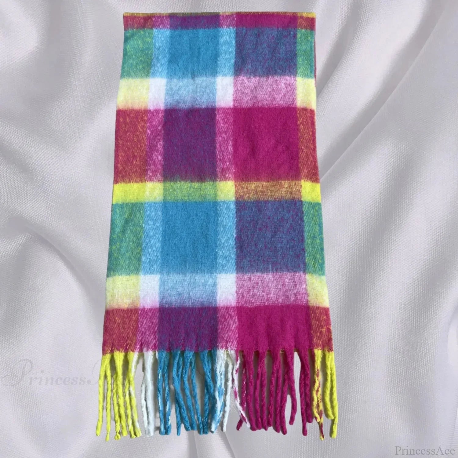 Elegant Minimalist Plaid Long Shawl Thickened Warm Scarf for Women