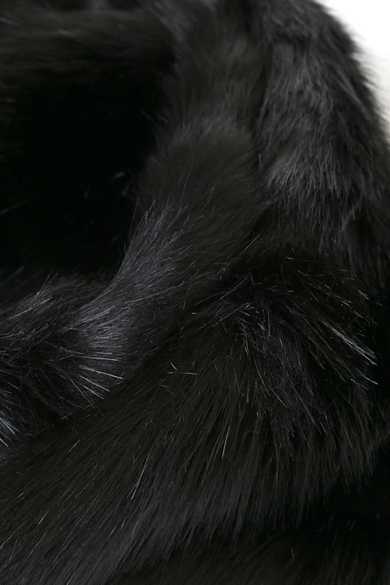 Demure and Dreamy Black Faux Fur Stole