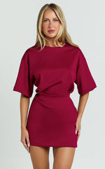 Karyna Mini Dress shirt Dress in Wine