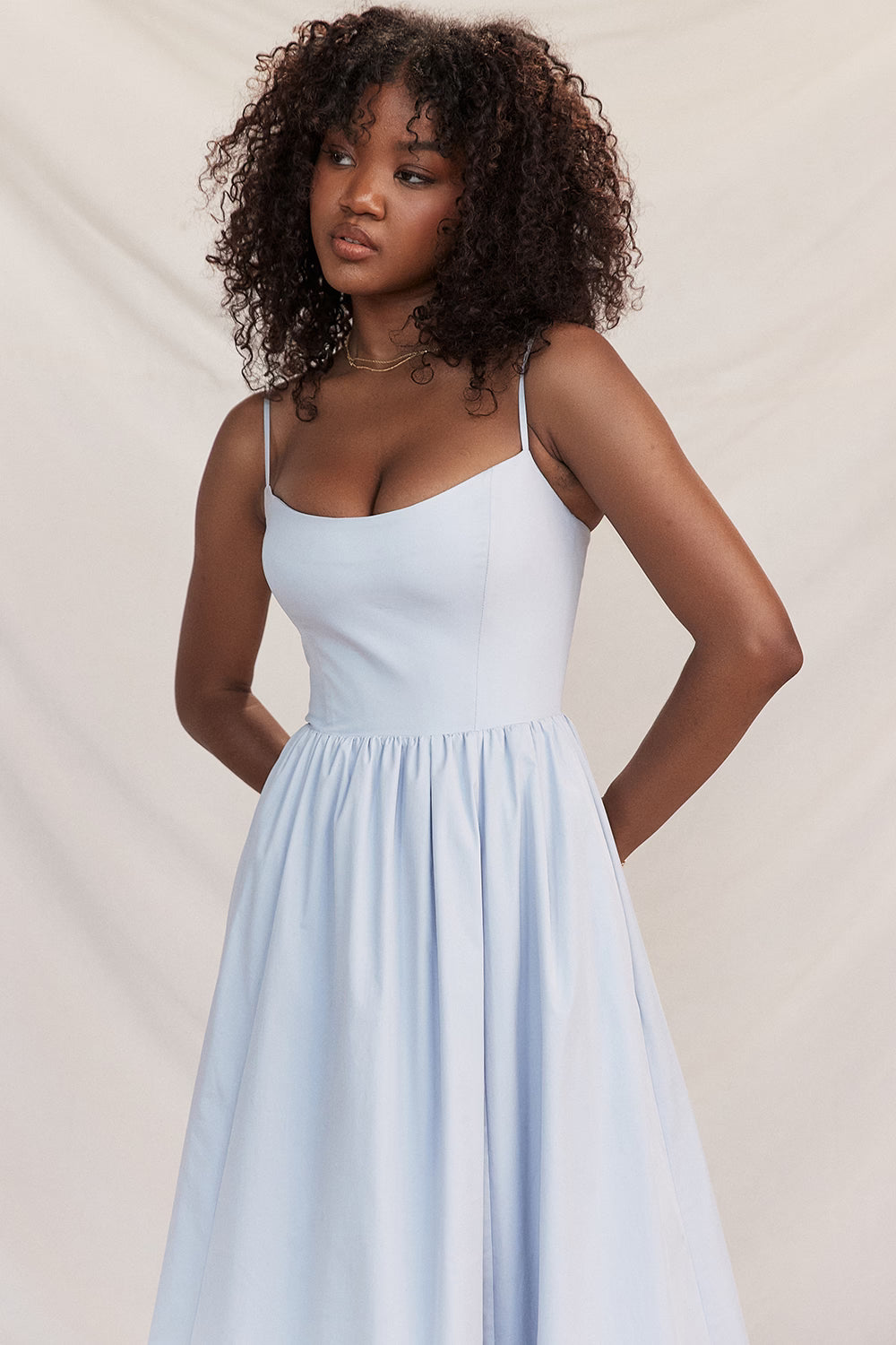 soft blue corset sundress