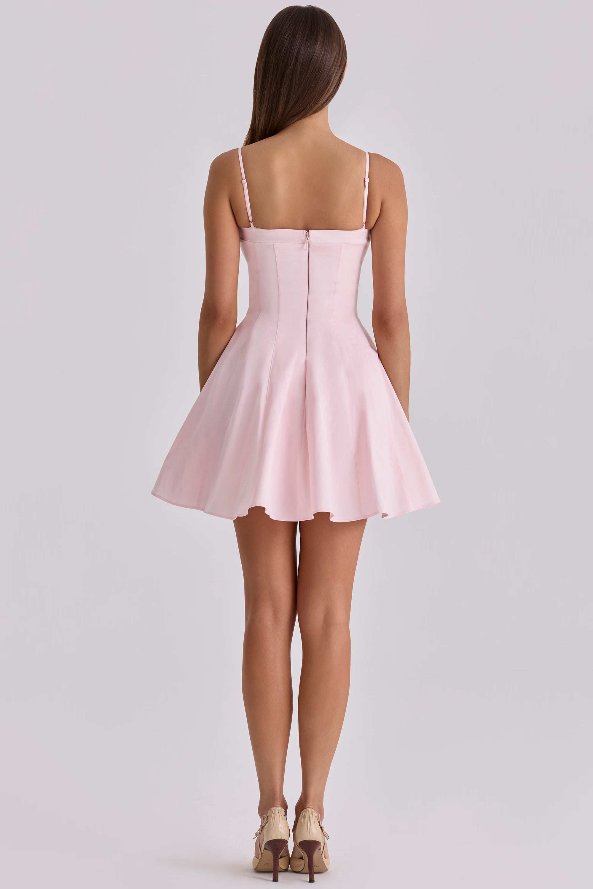 pink cotton flared mini sundress