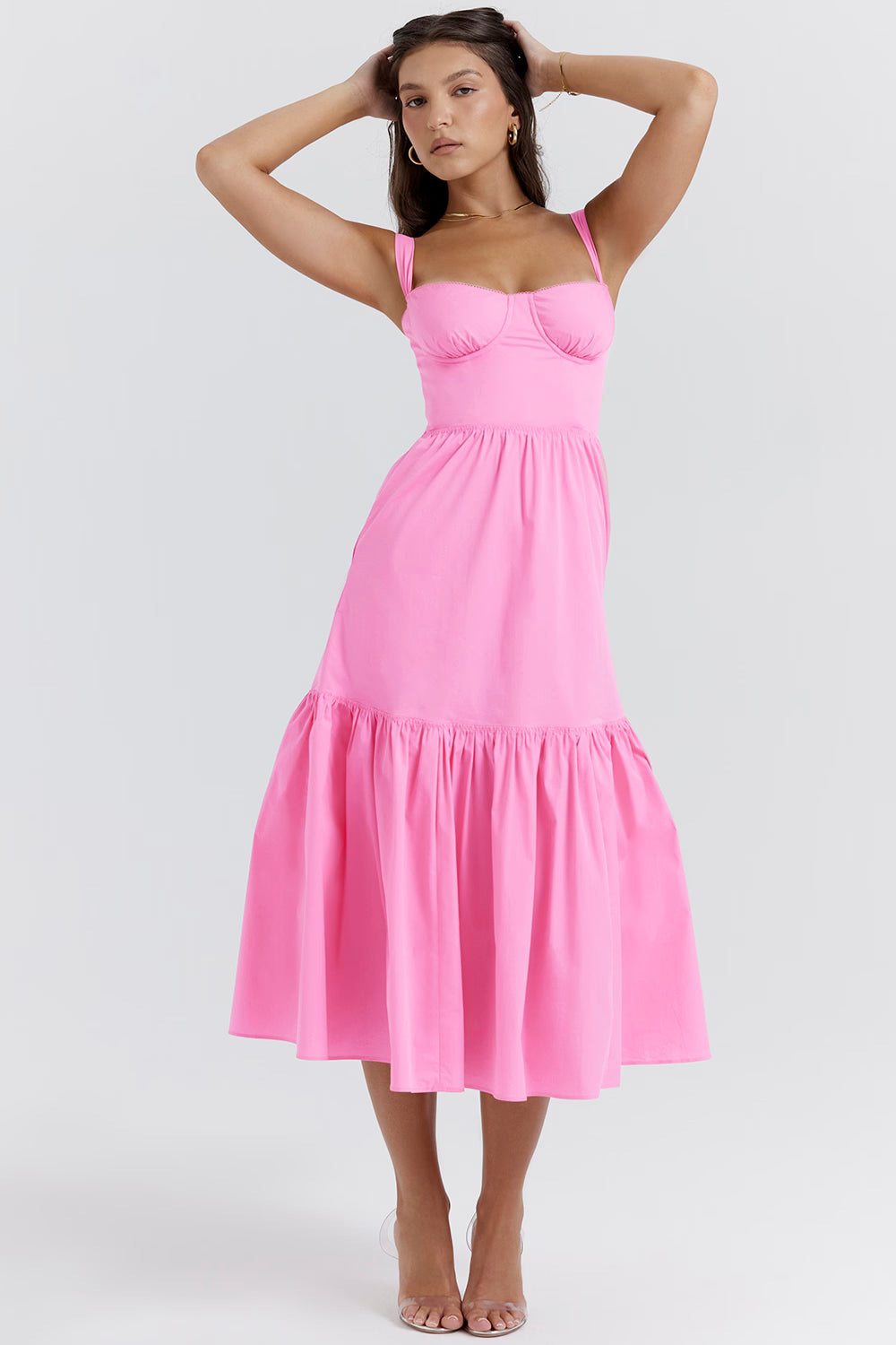 french pink midi sundress