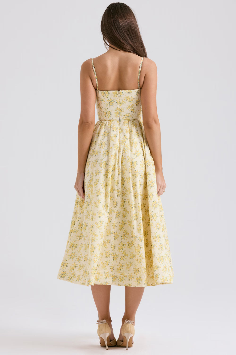 buttercup vintage floral print cotton corset sundress