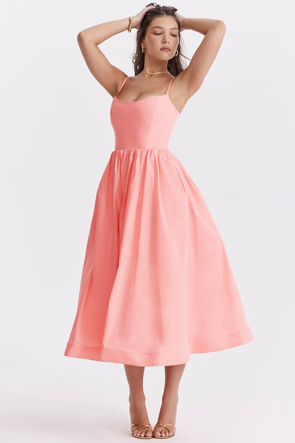 apricot corset sundress