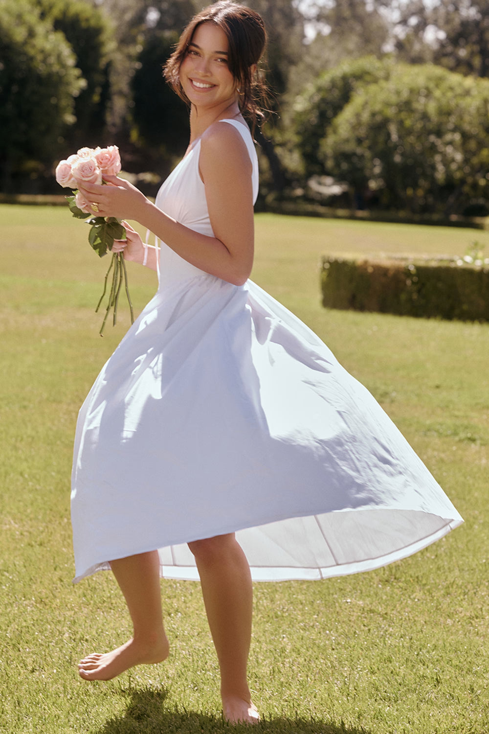white cotton corset sundress