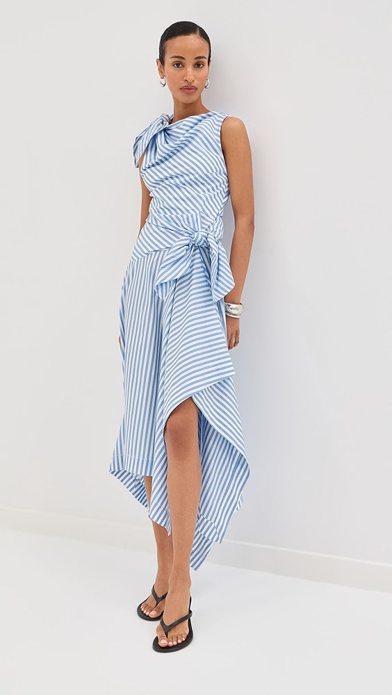Bow Drape Cascade Dress