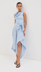 Bow Drape Cascade Dress