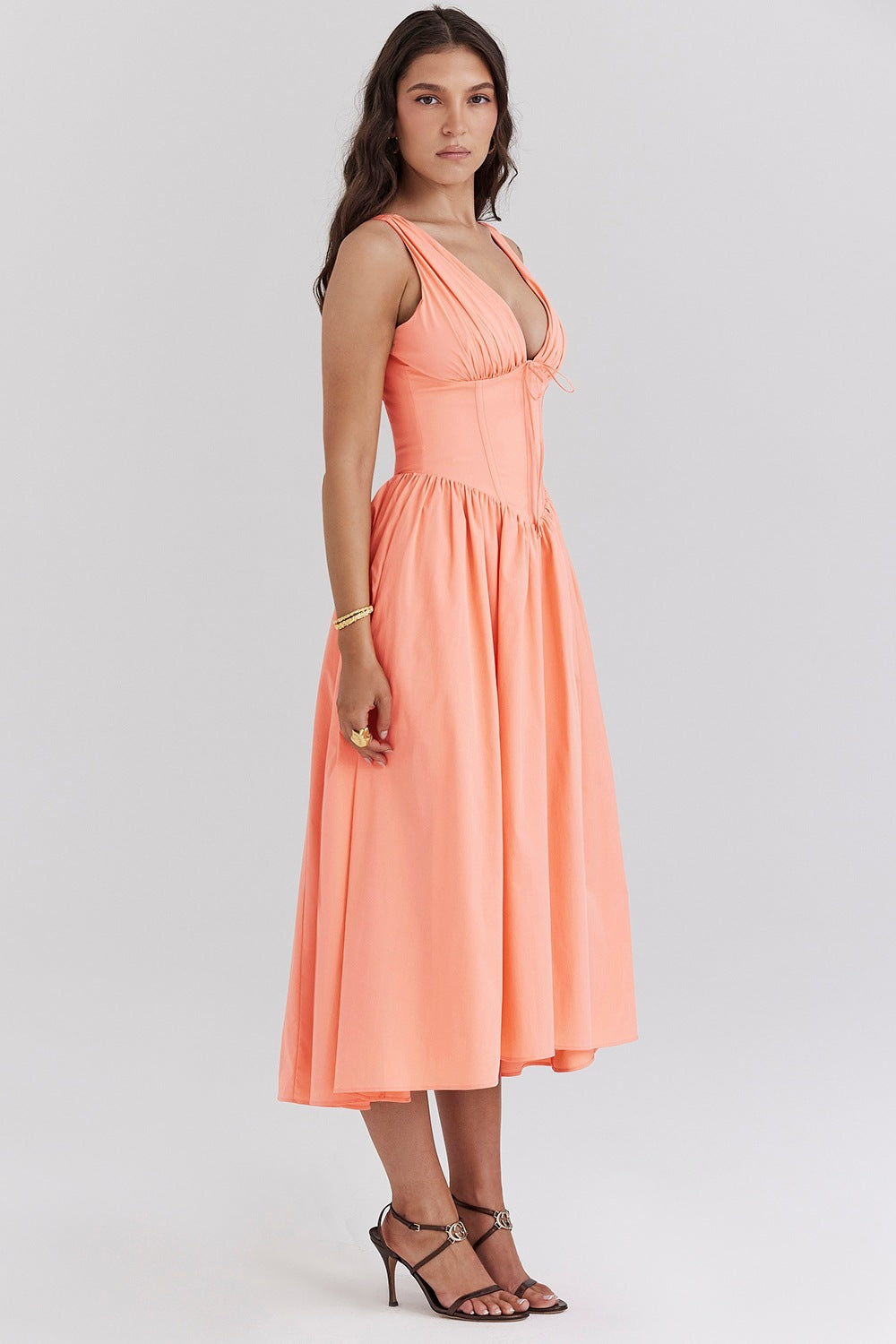 Orange cotton corset sundress