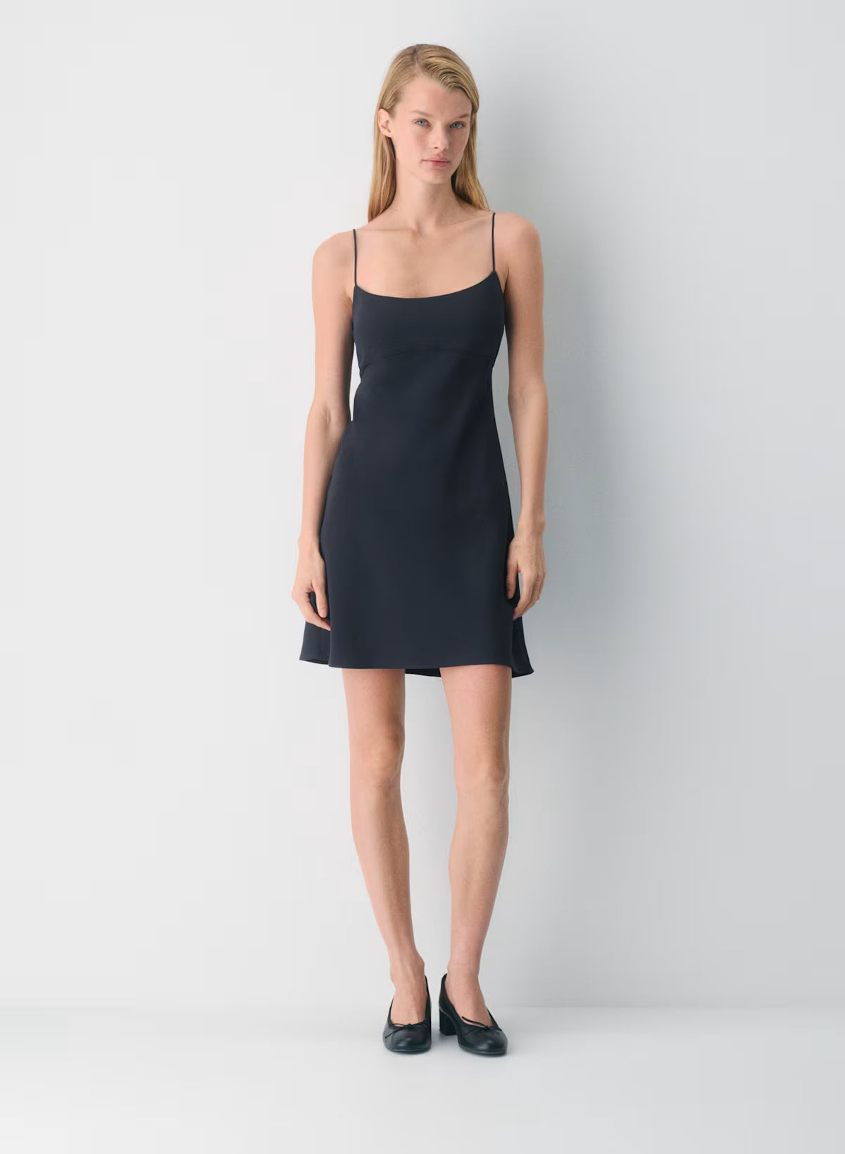 Japanese crepe strappy mini dress-dark night navy