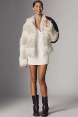 Textured Faux Fur Coat