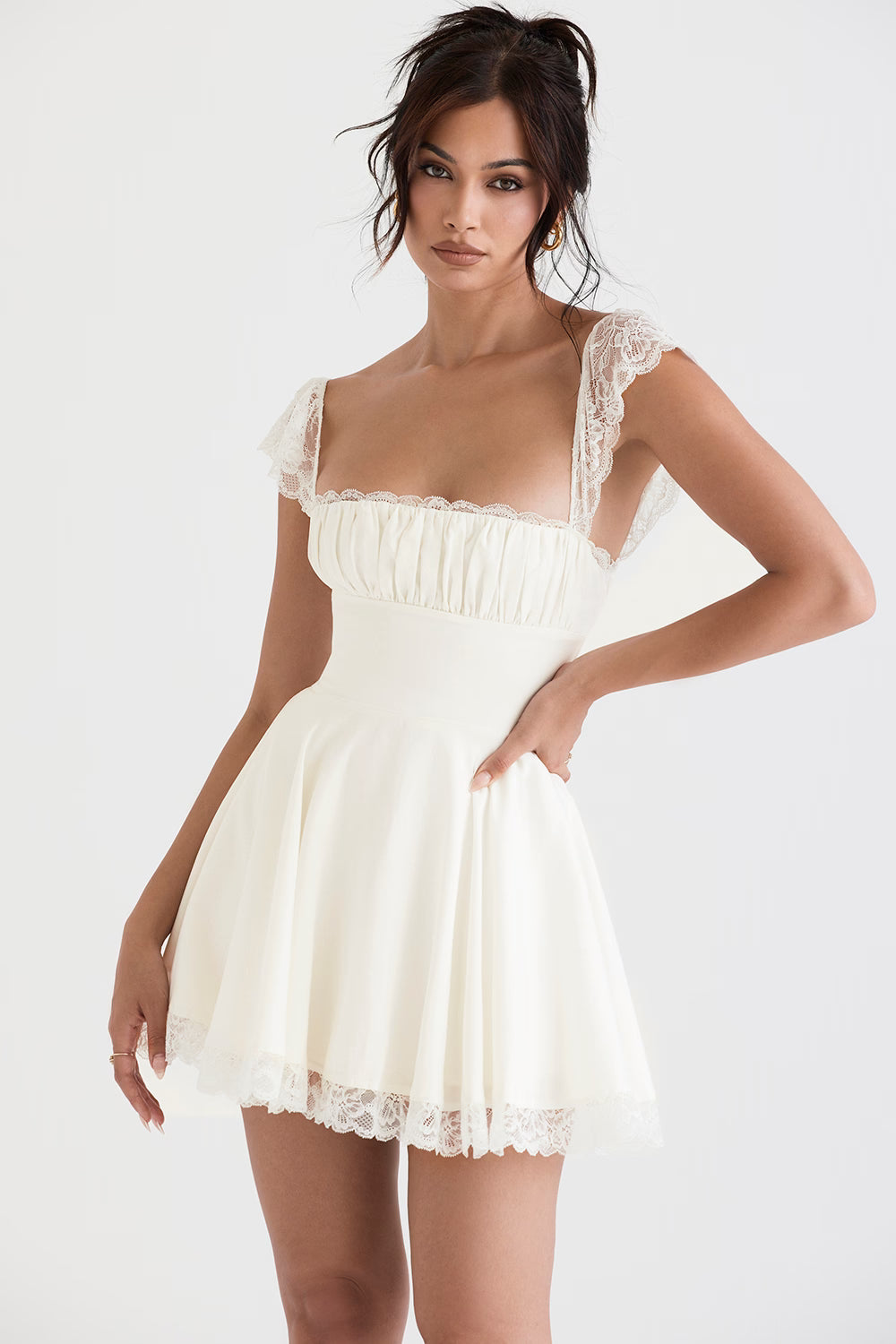 ivory a-line mini dress