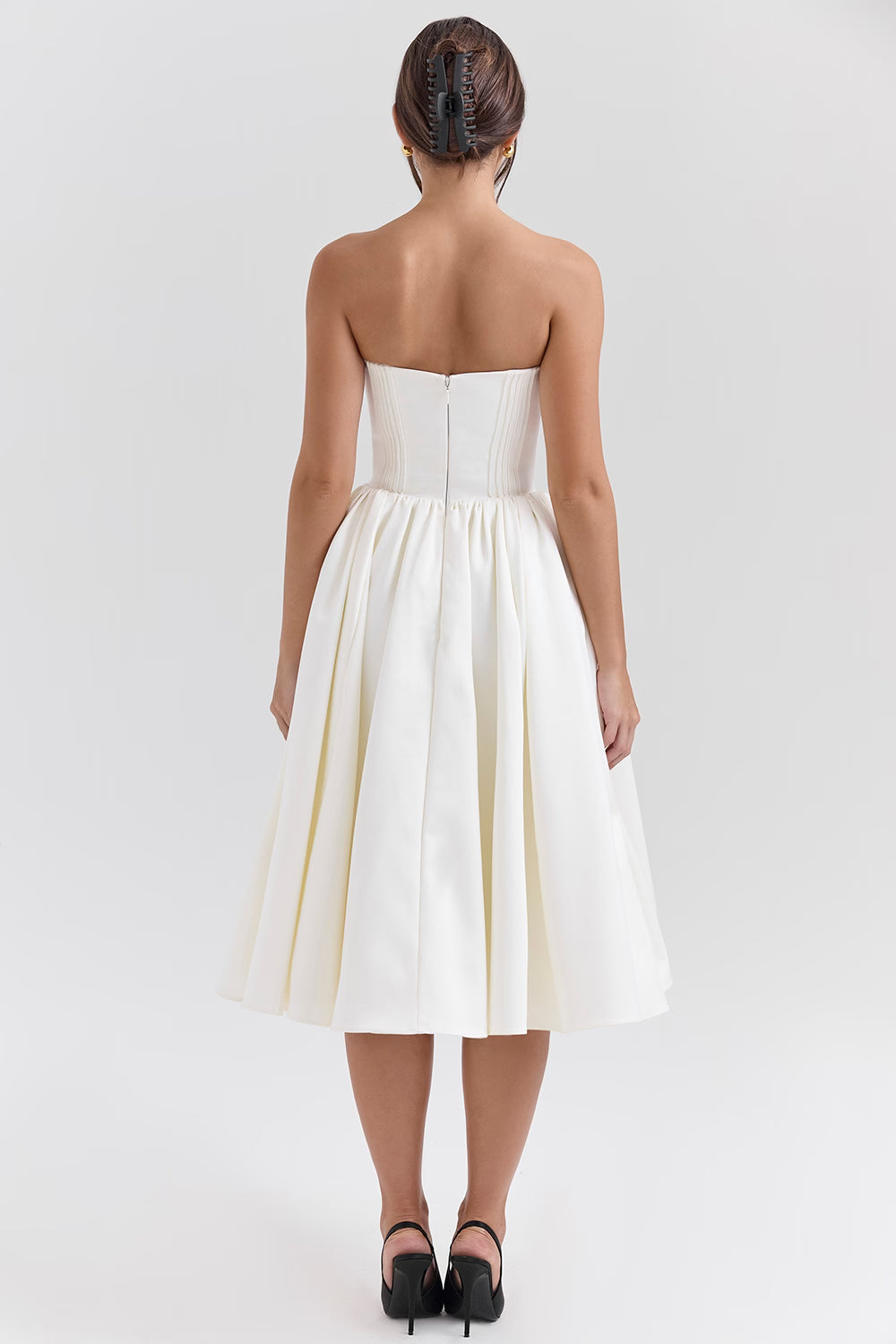 vintage ivory satin midi dress
